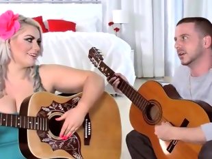 Hot bbw blonde fucks her guitar instructor