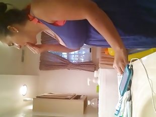 Big titted stepsister in bathroom caught by hidden
