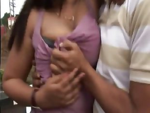 Big boobs exposed on road full version