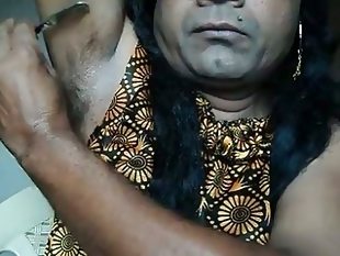 Indian girl shaving armpits hair by strai